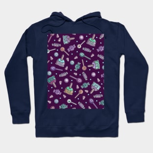 Halloween Trick or Treat Candy Collage on Purple Hoodie